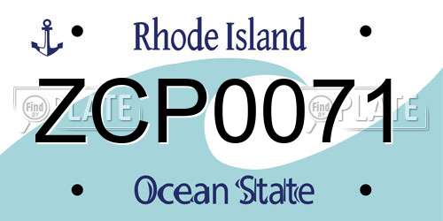 ZCP0071 Rhode Island License Plate