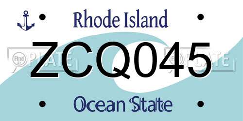 ZCQ045 Rhode Island License Plate