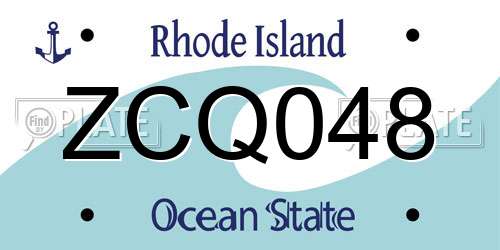 ZCQ048 Rhode Island License Plate