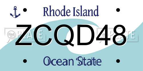 ZCQD48 Rhode Island License Plate