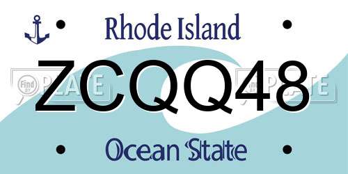 ZCQQ48 Rhode Island License Plate