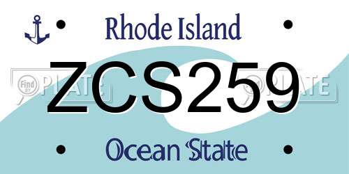 ZCS259 Rhode Island License Plate
