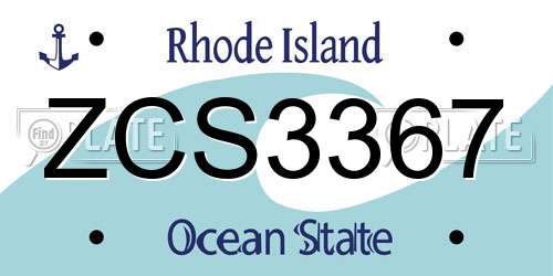 ZCS3367 Rhode Island License Plate