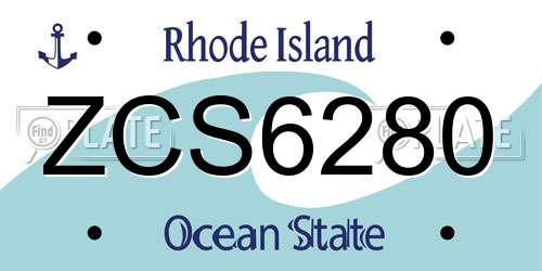 ZCS6280 Rhode Island License Plate