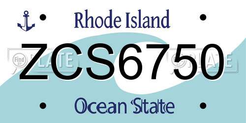 ZCS6750 Rhode Island License Plate