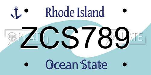 ZCS789 Rhode Island License Plate