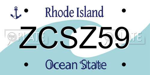ZCSZ59 Rhode Island License Plate