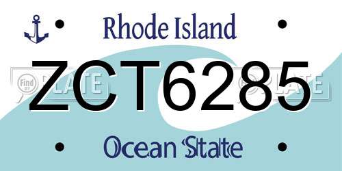 ZCT6285 Rhode Island License Plate