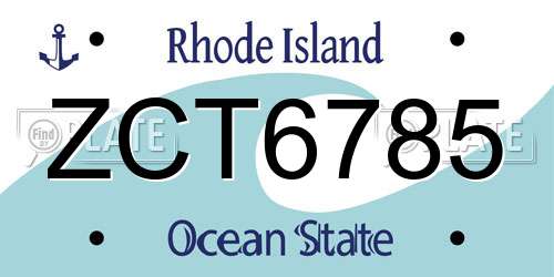 ZCT6785 Rhode Island License Plate