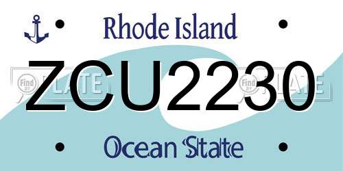 ZCU2230 Rhode Island License Plate