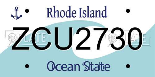 ZCU2730 Rhode Island License Plate