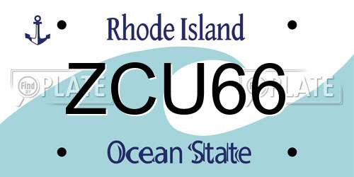 ZCU66 Rhode Island License Plate