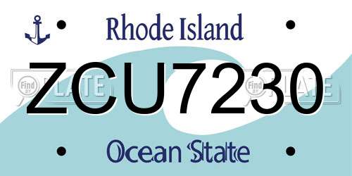 ZCU7230 Rhode Island License Plate