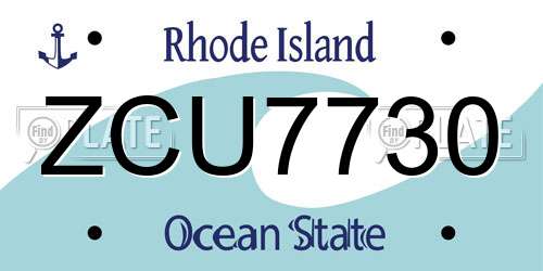 ZCU7730 Rhode Island License Plate