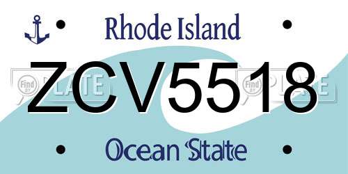 ZCV5518 Rhode Island License Plate