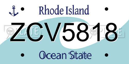 ZCV5818 Rhode Island License Plate