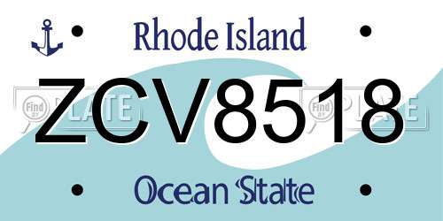 ZCV8518 Rhode Island License Plate