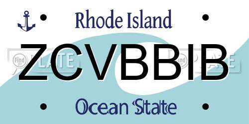 ZCVBBIB Rhode Island License Plate