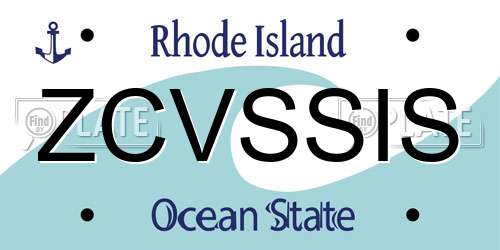 ZCVSSIS Rhode Island License Plate