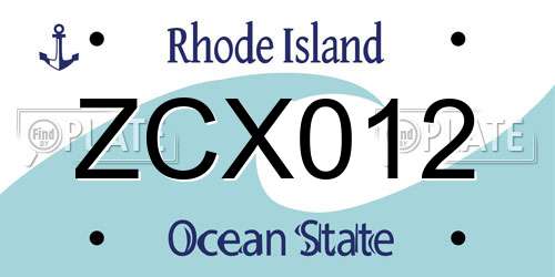 ZCX012 Rhode Island License Plate