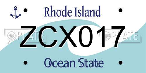 ZCX017 Rhode Island License Plate