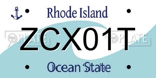 ZCX01T Rhode Island License Plate