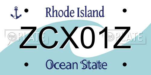 ZCX01Z Rhode Island License Plate
