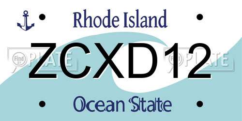 ZCXD12 Rhode Island License Plate