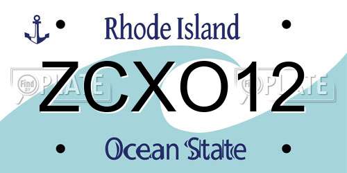 ZCXO12 Rhode Island License Plate