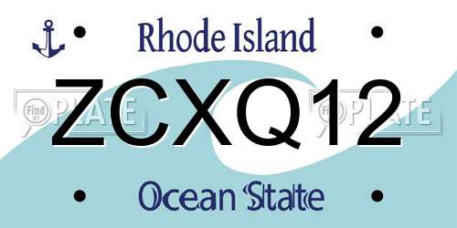 ZCXQ12 Rhode Island License Plate