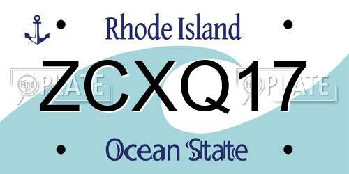 ZCXQ17 Rhode Island License Plate