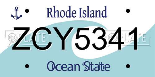 ZCY5341 Rhode Island License Plate
