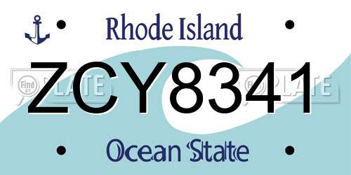 ZCY8341 Rhode Island License Plate