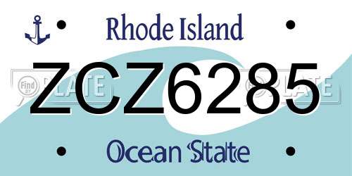 ZCZ6285 Rhode Island License Plate