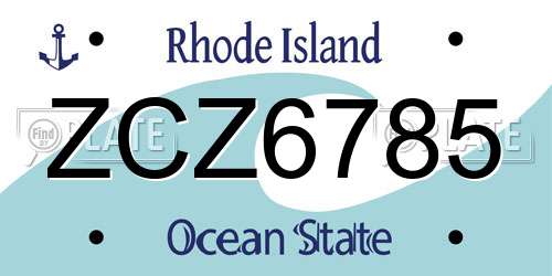 ZCZ6785 Rhode Island License Plate