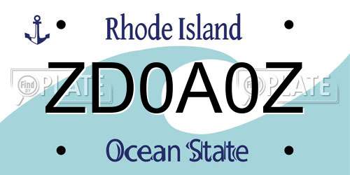 ZD0A0Z Rhode Island License Plate