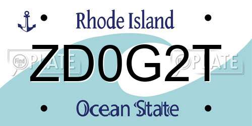 ZD0G2T Rhode Island License Plate