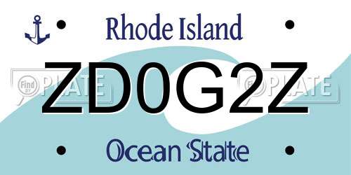 ZD0G2Z Rhode Island License Plate