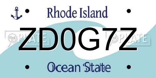 ZD0G7Z Rhode Island License Plate