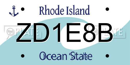 ZD1E8B Rhode Island License Plate