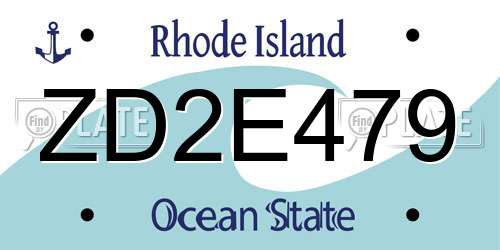 ZD2E479 Rhode Island License Plate