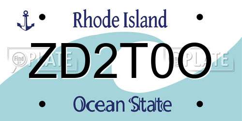 ZD2T0O Rhode Island License Plate