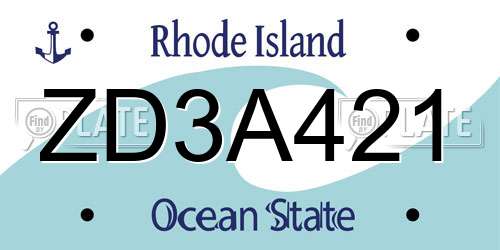ZD3A421 Rhode Island License Plate