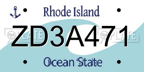ZD3A471 Rhode Island License Plate