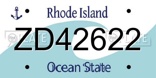 ZD42622 Rhode Island License Plate