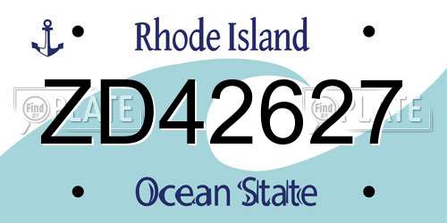 ZD42627 Rhode Island License Plate