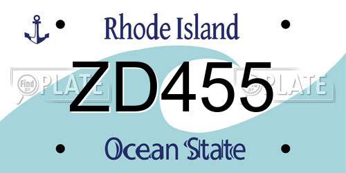 ZD455 Rhode Island License Plate