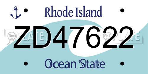 ZD47622 Rhode Island License Plate