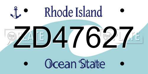 ZD47627 Rhode Island License Plate