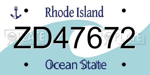 ZD47672 Rhode Island License Plate
